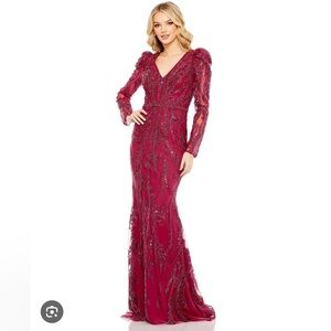 Mac Duggal Red Maroon Gown Sequin Maxi Dress MSRP 998 NWT